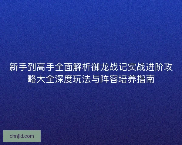 新手到高手全面解析御龙战记实战进阶攻略大全深度玩法与阵容培养指南