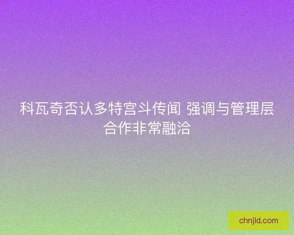 科瓦奇否认多特宫斗传闻 强调与管理层合作非常融洽